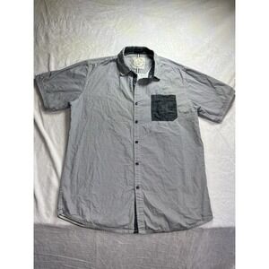 Native Code 100% Cotton Men's Graphic SS Button Up Shirt Navy Blue White XL